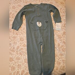 Mac & Moon Olive One Piece with Bear Pocket